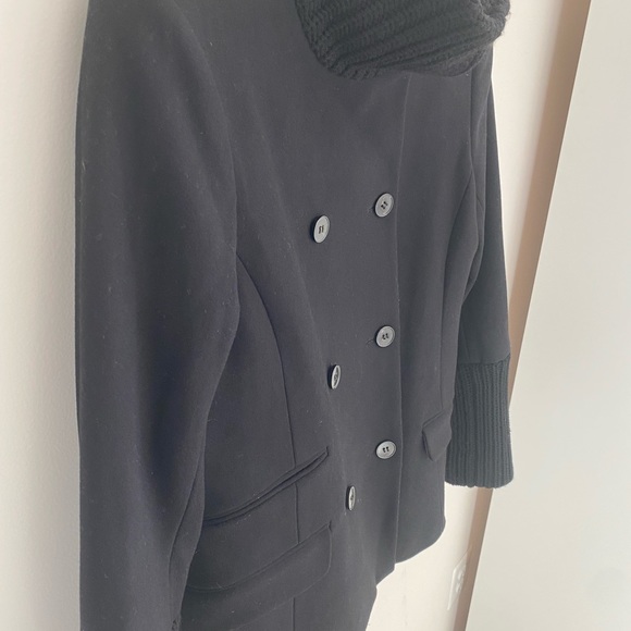 Theory Chunky rib knit virgin wool cashmere blend black coat size Large - Picture 9 of 11